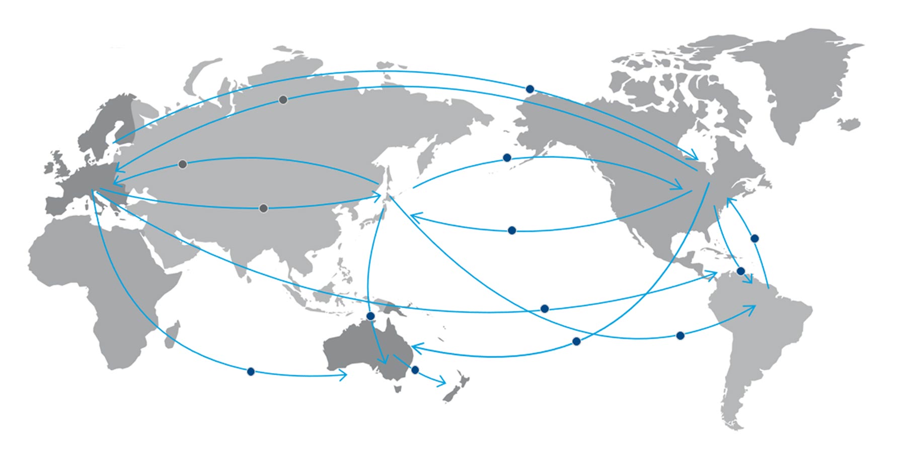 Mapa kluczowych rynków w globalnej sieci oceanicznej C.H. Robinson