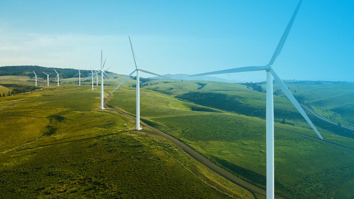 Wind turbines representing clean energy power